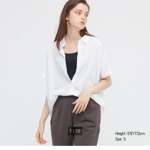 Uniqlo white rayon short sleeve blouse size M